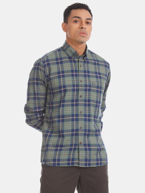green checkered casual shirt - 17616647 - Standard Image - 1