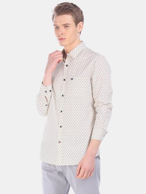 beige printed casual shirt - 17616651 - Standard Image - 1