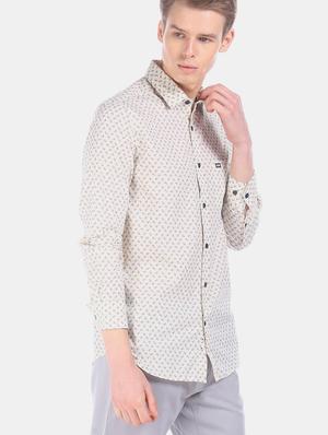 beige printed casual shirt - 17616651 - Standard Image - 2