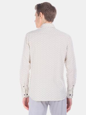 beige printed casual shirt - 17616651 - Standard Image - 3