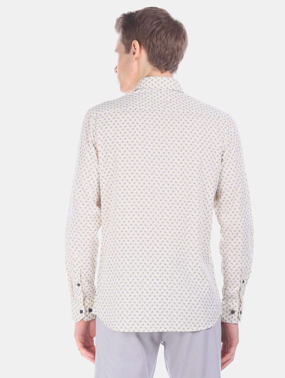 beige printed casual shirt - 17616651 - Zoom Image - 3