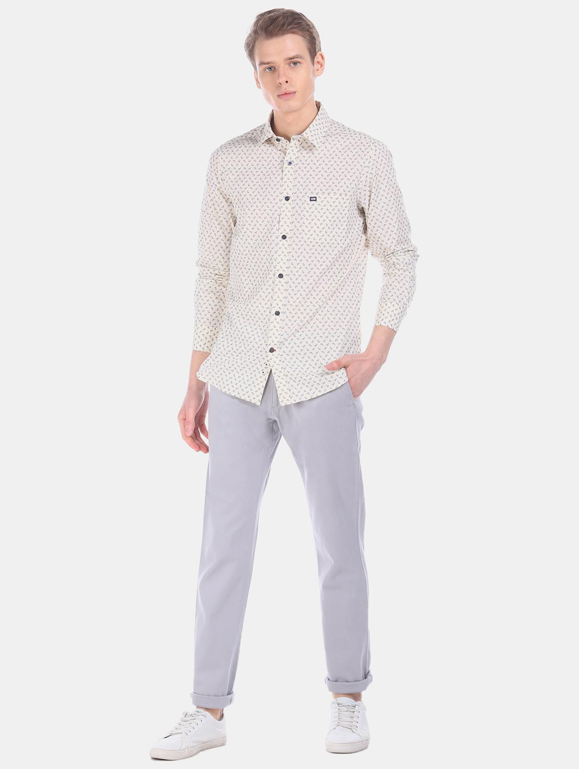 beige printed casual shirt - 17616651 - Zoom Image - 4