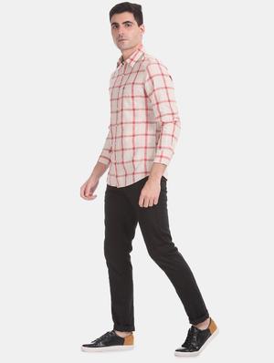 beige checkered casual shirt - 17616652 - Standard Image - 5