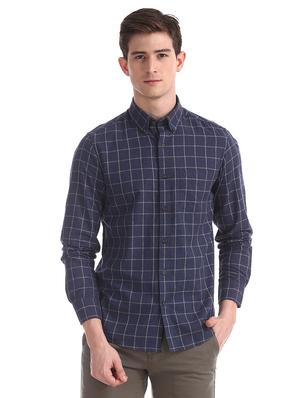 navy blue checkered casual shirt - 17616653 - Standard Image - 2
