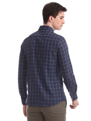 navy blue checkered casual shirt - 17616653 - Standard Image - 4