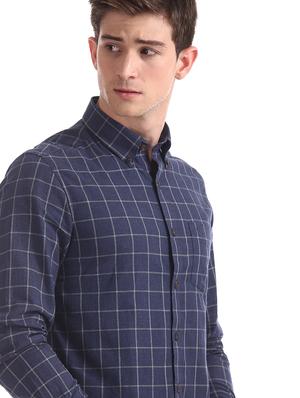 navy blue checkered casual shirt - 17616653 - Standard Image - 6