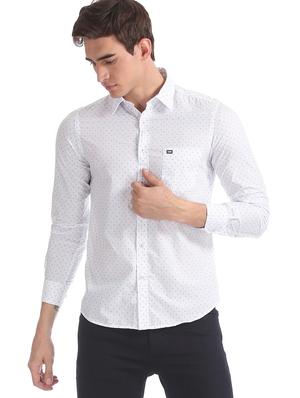 white printed casual shirt - 17616656 - Standard Image - 2