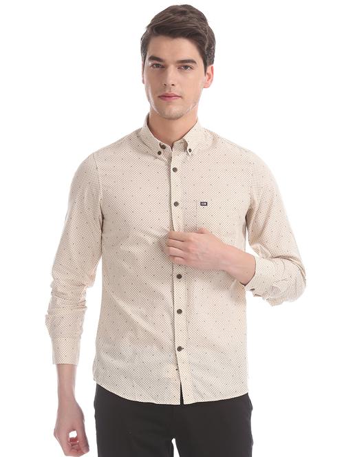 beige printed casual shirt - 17616672 - Standard Image - 1