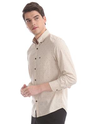 beige printed casual shirt - 17616672 - Standard Image - 2