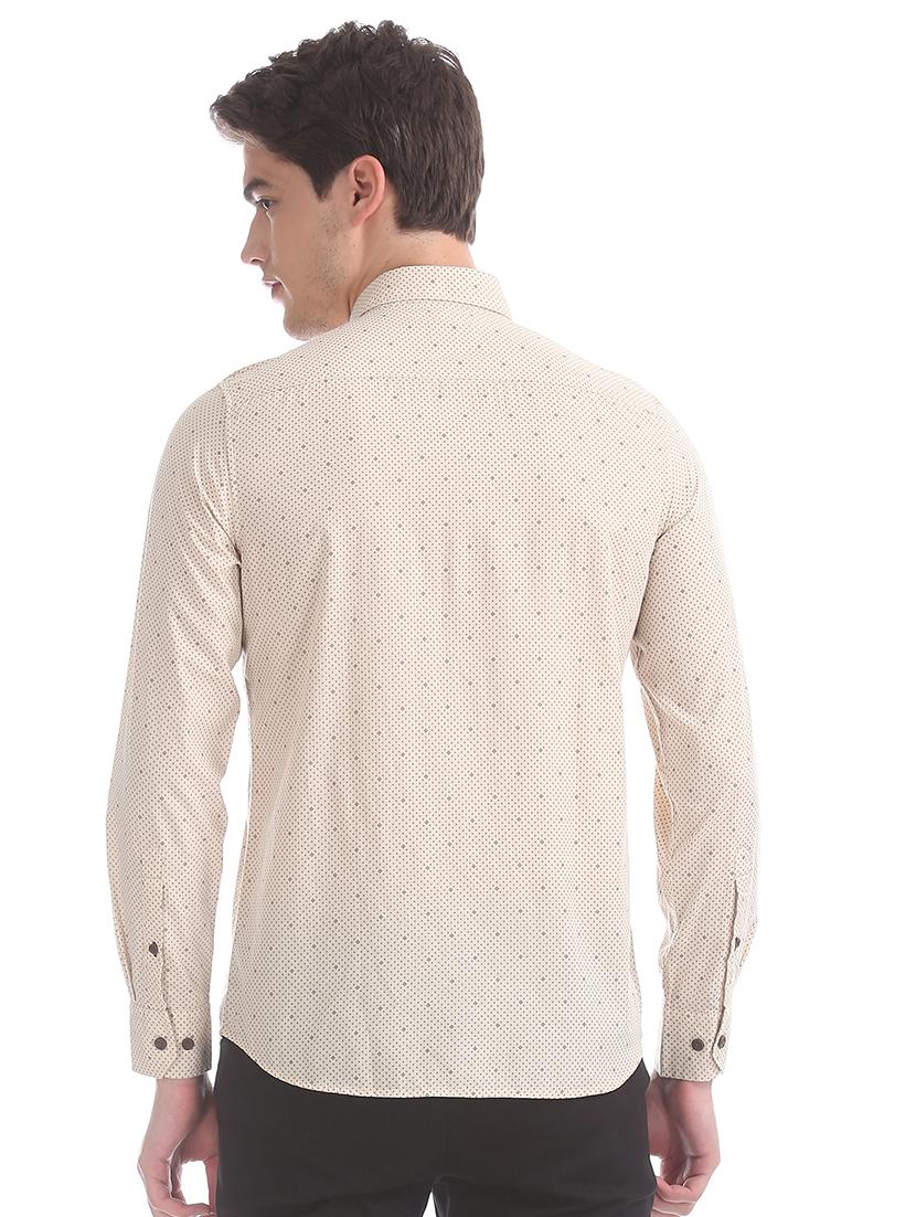 beige printed casual shirt - 17616672 - Zoom Image - 3
