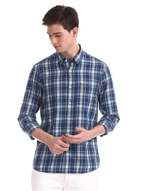 blue checkered casual shirt - 17616681 - Standard Image - 1
