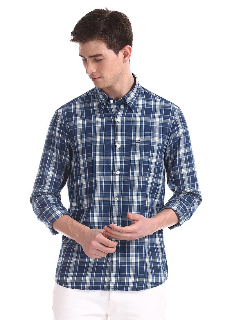 blue checkered casual shirt - 17616681 - Zoom Image - 1