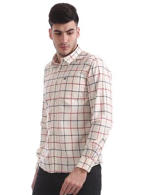 beige checkered casual shirt - 17616687 - Standard Image - 2