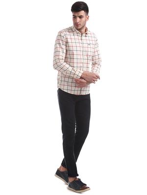 beige checkered casual shirt - 17616687 - Standard Image - 4