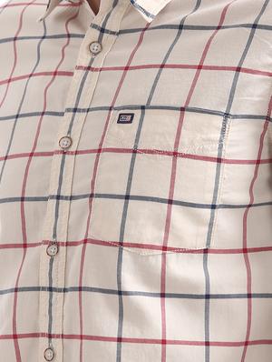 beige checkered casual shirt - 17616687 - Standard Image - 5