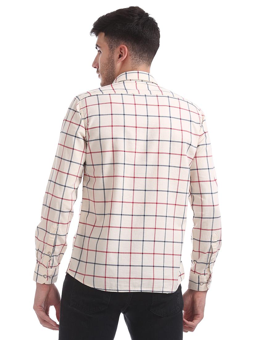 beige checkered casual shirt - 17616687 - Zoom Image - 3