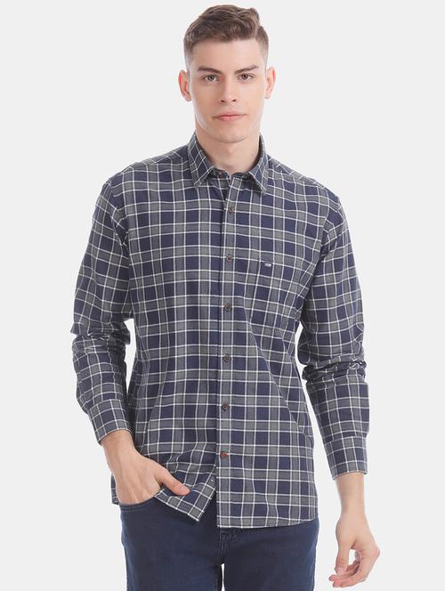 grey checkered casual shirt - 17616693 - Standard Image - 1