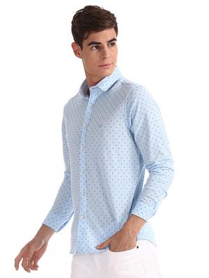 light blue printed casual shirt - 17616698 - Standard Image - 2