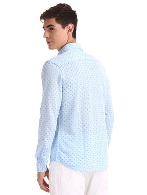 light blue printed casual shirt - 17616698 - Standard Image - 3