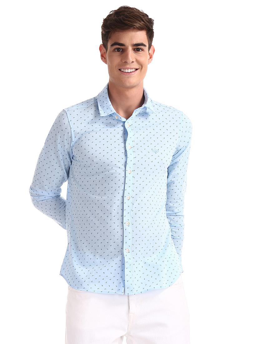light blue printed casual shirt - 17616698 - Zoom Image - 1