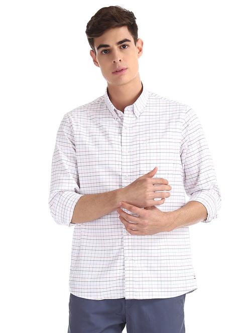 white checkered casual shirt - 17616701 - Standard Image - 1