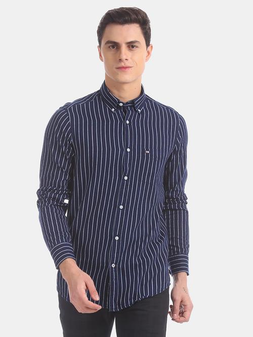 navy blue checkered casual shirt - 17616727 - Standard Image - 1
