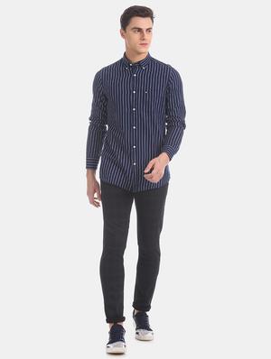 navy blue checkered casual shirt - 17616727 - Standard Image - 4
