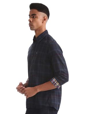 dark blue checkered casual shirt - 17616739 - Standard Image - 2