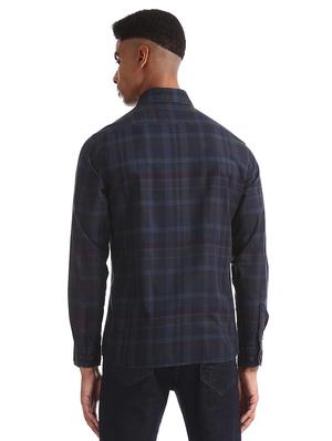 dark blue checkered casual shirt - 17616739 - Standard Image - 3