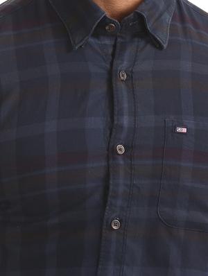 dark blue checkered casual shirt - 17616739 - Standard Image - 5