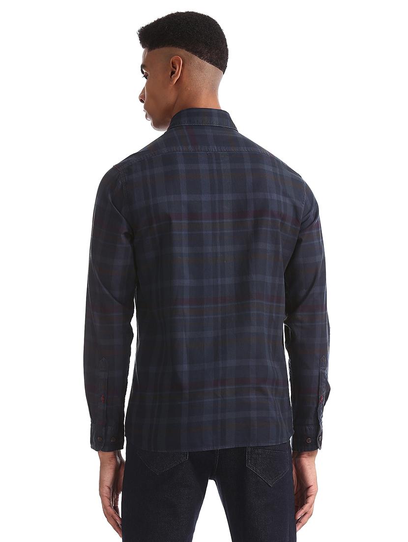 dark blue checkered casual shirt - 17616739 - Zoom Image - 3