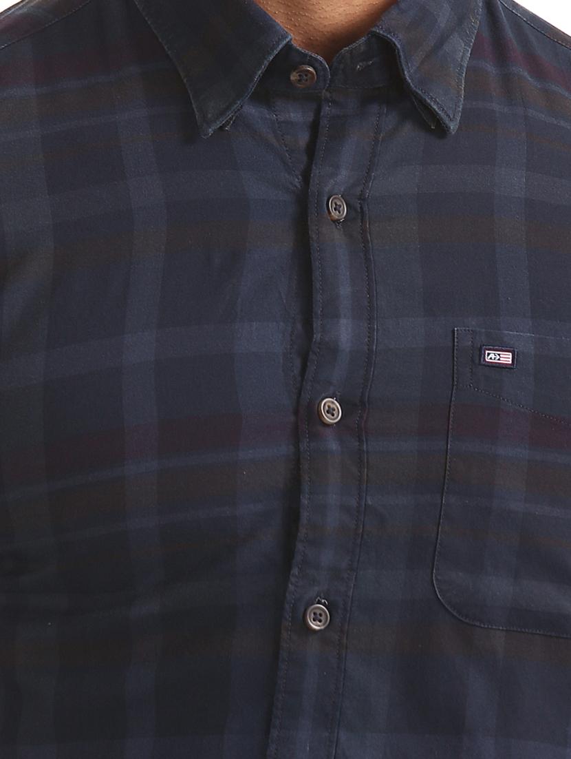 dark blue checkered casual shirt - 17616739 - Zoom Image - 5