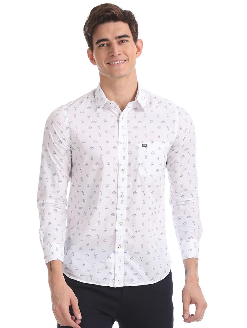white printed casual shirt - 17616740 - Zoom Image - 1