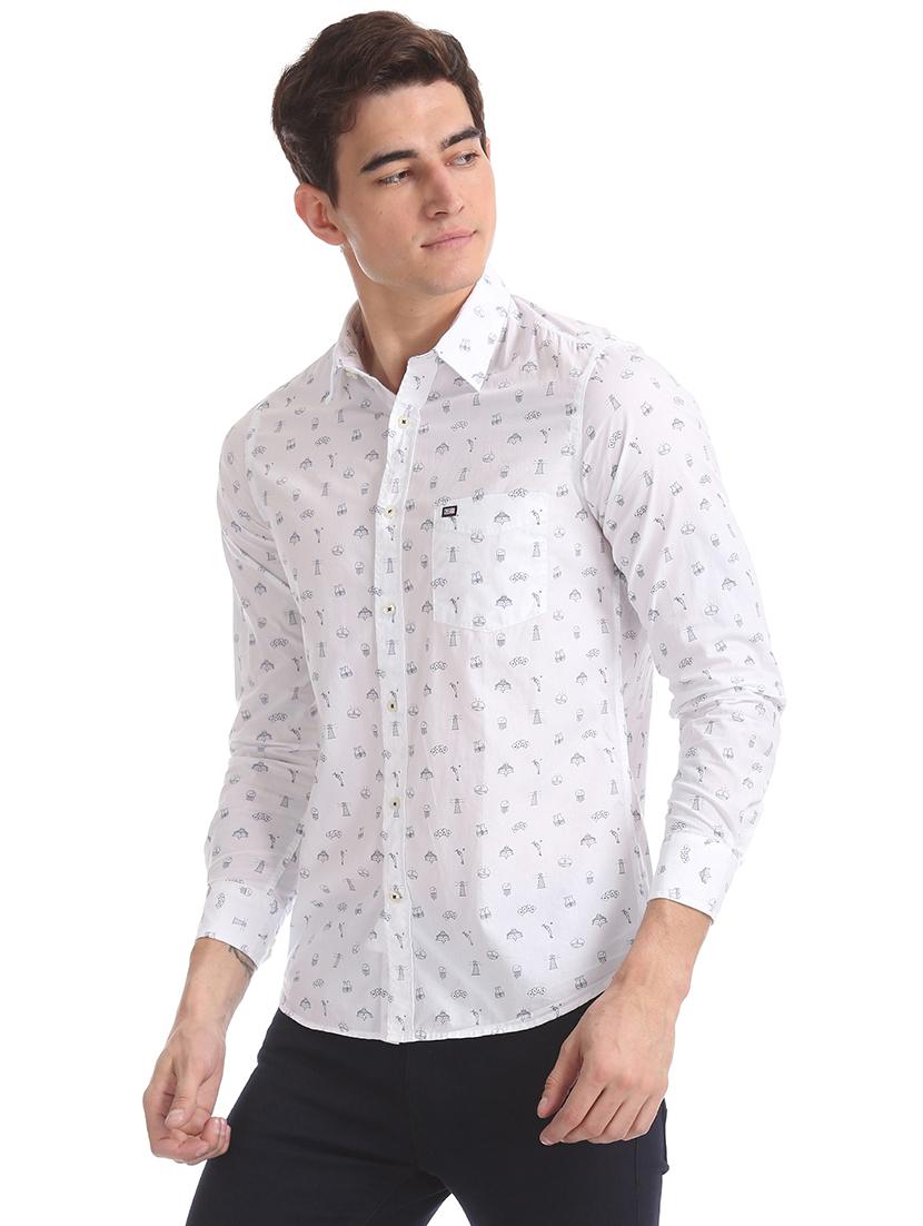 white printed casual shirt - 17616740 - Zoom Image - 2
