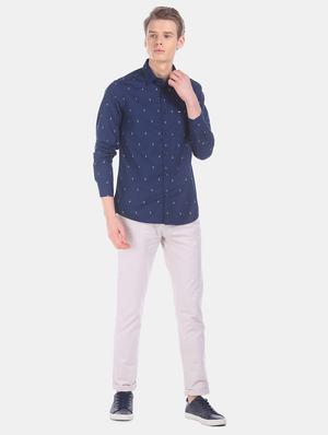 navy blue printed casual shirt - 17616744 - Standard Image - 3