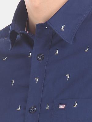 navy blue printed casual shirt - 17616744 - Standard Image - 4