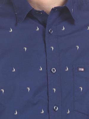 navy blue printed casual shirt - 17616744 - Standard Image - 5