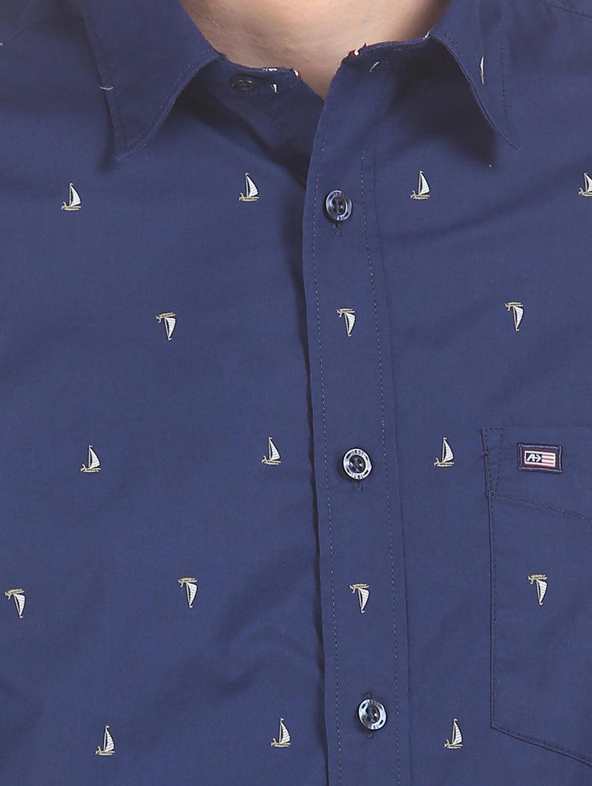 navy blue printed casual shirt - 17616744 - Zoom Image - 5