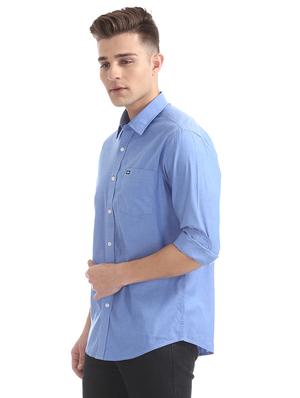 blue solid casual shirt - 17616750 - Standard Image - 2