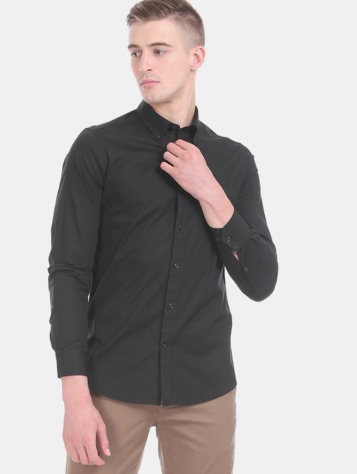 black solid casual shirt - 17616760 - Standard Image - 1