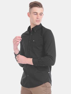black solid casual shirt - 17616760 - Standard Image - 2