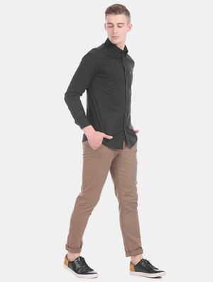 black solid casual shirt - 17616760 - Standard Image - 4