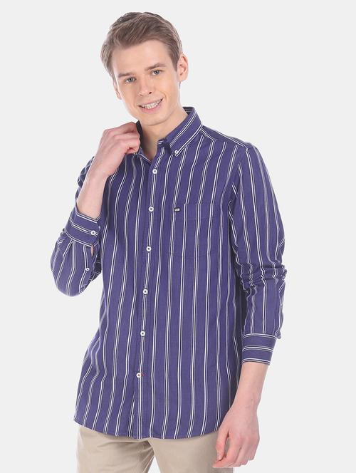 blue striped casual shirt - 17616761 - Standard Image - 1
