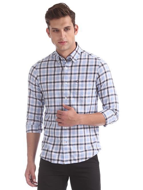 light blue checkered casual shirt - 17616768 - Standard Image - 1