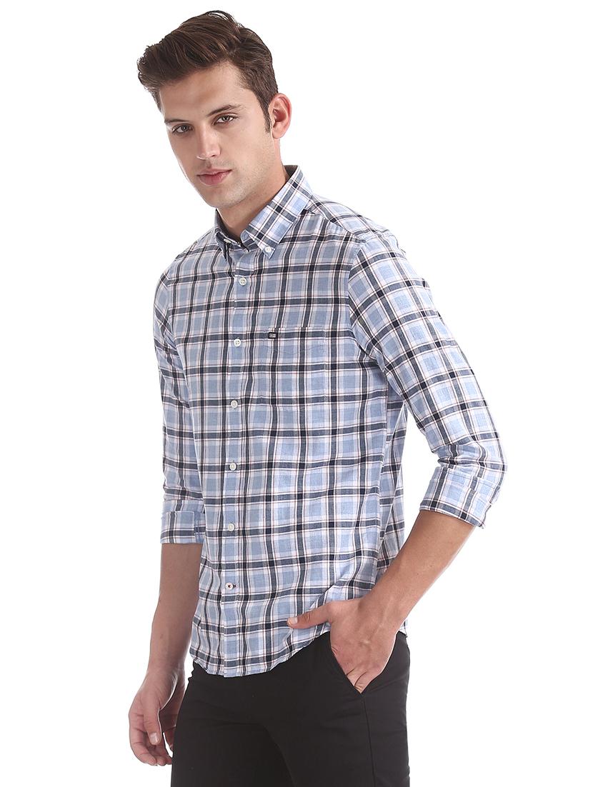 light blue checkered casual shirt - 17616768 - Zoom Image - 2