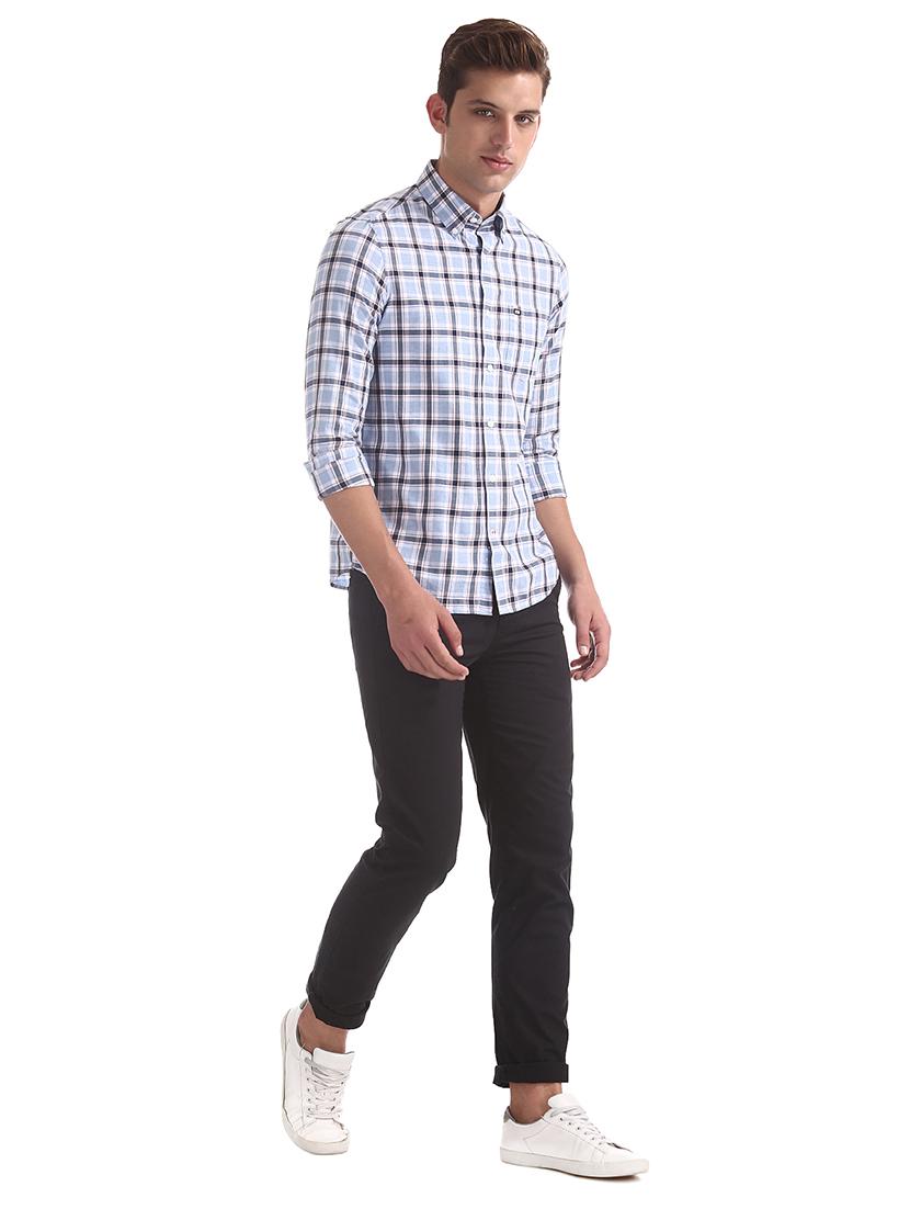 light blue checkered casual shirt - 17616768 - Zoom Image - 4