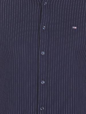 navy blue striped casual shirt - 17616770 - Standard Image - 5