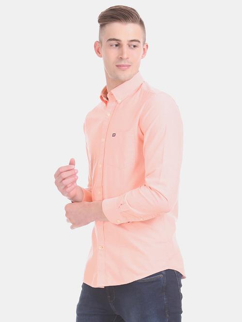 peach solid casual shirt - 17616771 - Standard Image - 1