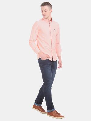 peach solid casual shirt - 17616771 - Standard Image - 3