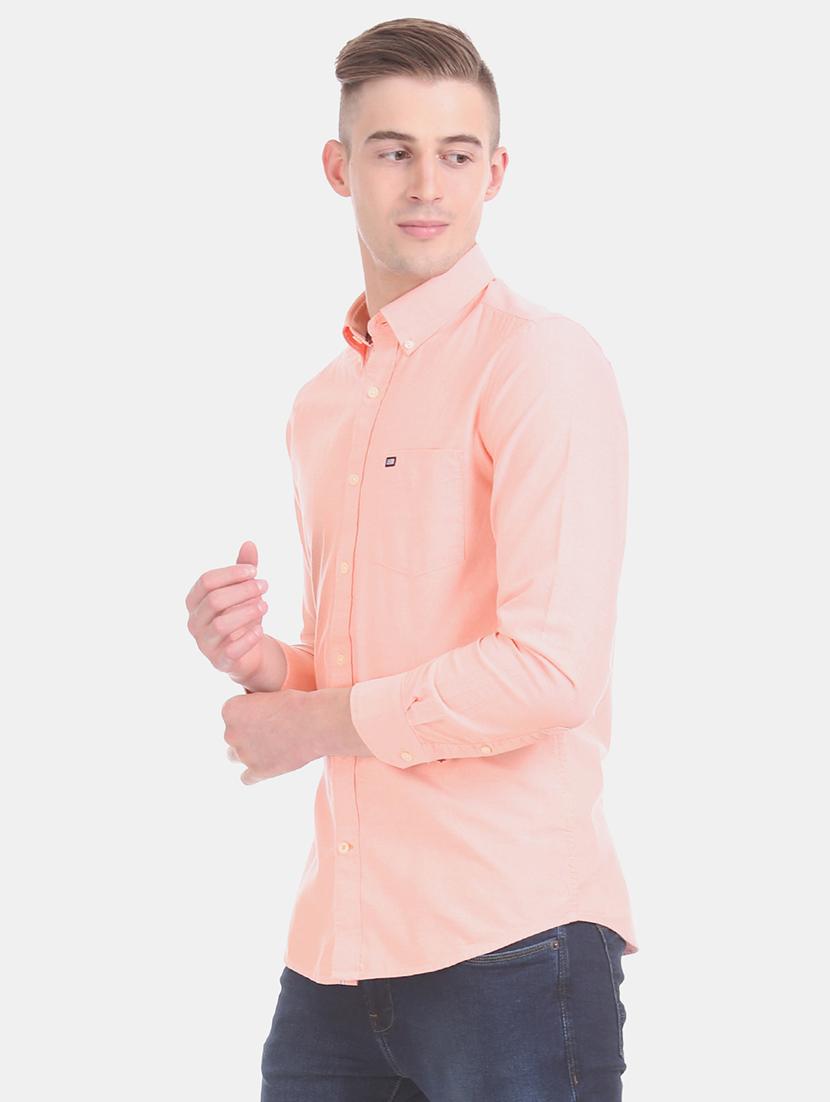 peach solid casual shirt - 17616771 - Zoom Image - 1